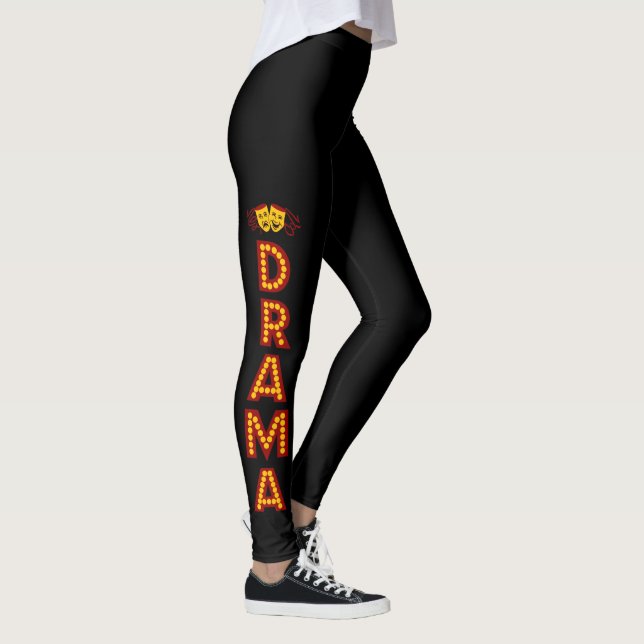 DHS Drama Logo leggings on leg (Right)