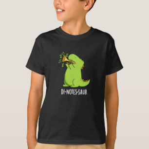 Di-notes-saur Funny Dinosaur Pun Dark BG T-Shirt