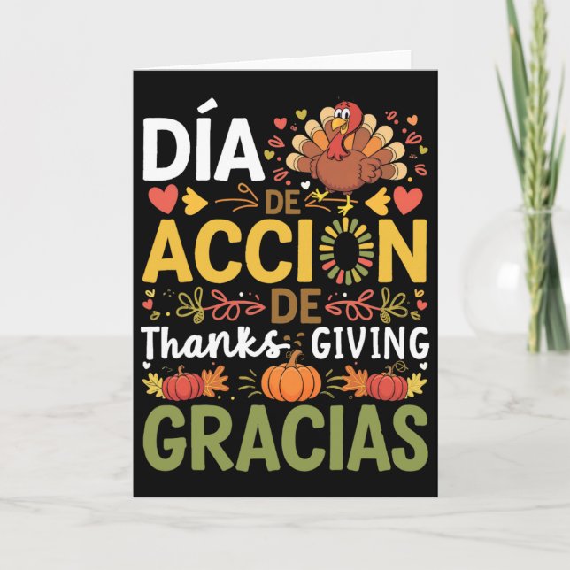 Dia De Accion De Gracias Idea For Kids Hispanic Th Card (Front)