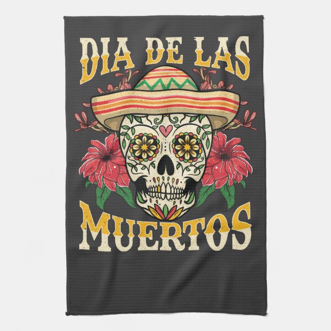Dia De Las Muertos Tea Towel (Vertical)