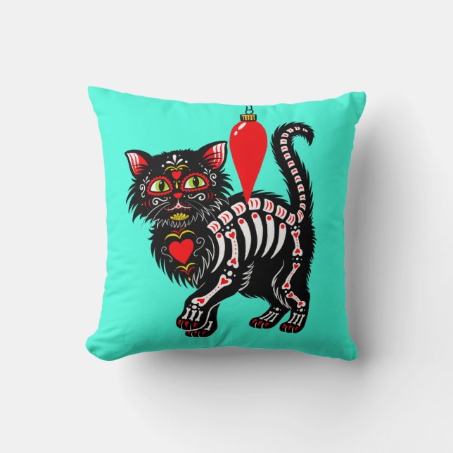 Dia De Los Christmas Kitty Cute Cushion (Front)