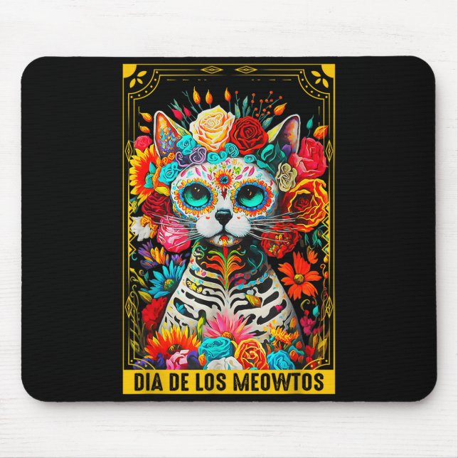 Dia De Los Meowtos Sugar Skull Cat Gift  Mouse Mat (Front)