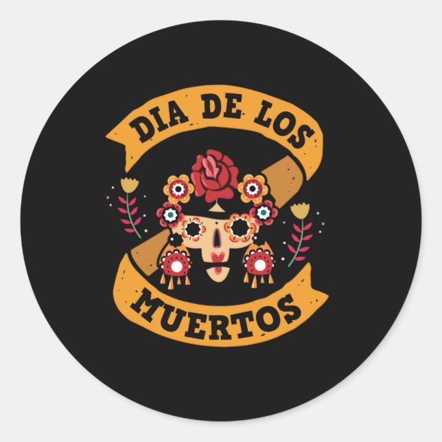 dia_de_los_muertos_02 classic round sticker (Front)