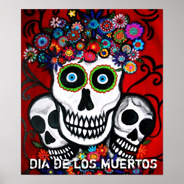 Dia de los mUertos 3 skulls poster (Front)