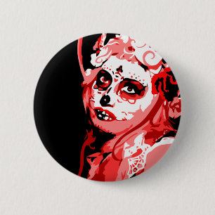 dia de los muertos 6 cm round badge