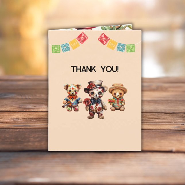 Dia De Los Muertos Alebrije Bears Papel Picado Thank You Card (Creator Uploaded)