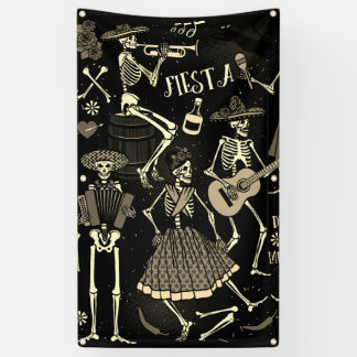 DIA DE LOS MUERTOS Banner WITH GROMMETS