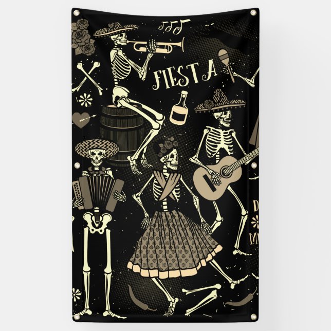 DIA DE LOS MUERTOS Banner WITH GROMMETS (Vertical)