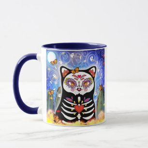 Dia De Los Muertos Black Cat Mug