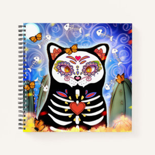 Dia De Los Muertos Black Cat Notebook