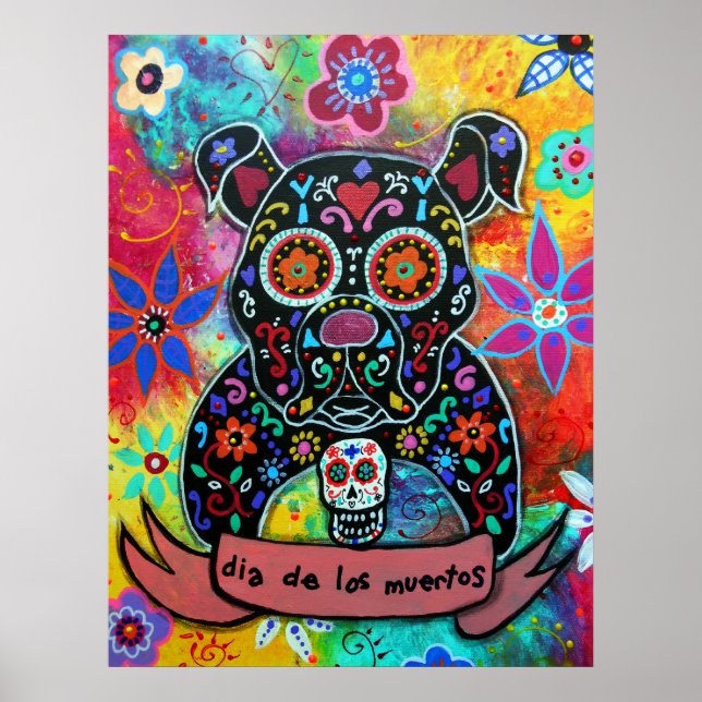 Dia de los Muertos Bulldog Dog Poster (Front)