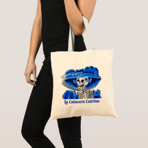 Dia De Los Muertos Calavera Sugar Skull in Blue Tote Bag