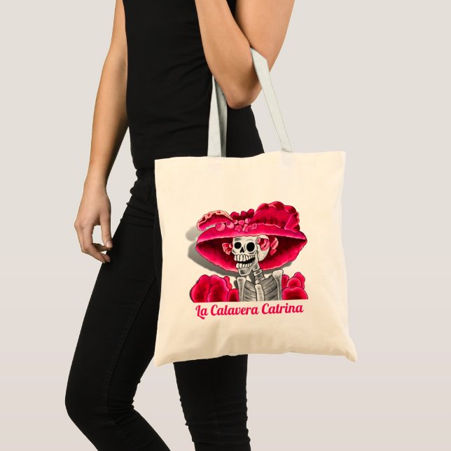 Dia De Los Muertos Calavera Sugar Skull in Red Tote Bag (Front (Product))