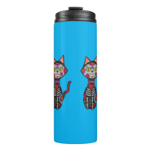 Dia de Los Muertos Cat Thermal Tumbler