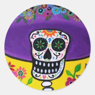 DIA DE LOS MUERTOS CATRINA CLASSIC ROUND STICKER