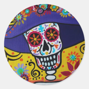 DIA DE LOS MUERTOS CATRINA CLASSIC ROUND STICKER