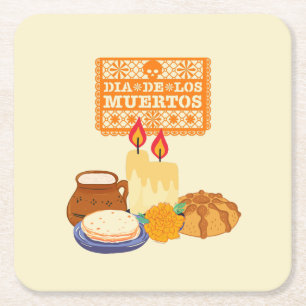 Dia De Los Muertos Celebration Square Paper Coaster