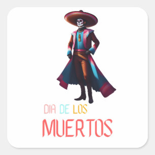Dia de los Muertos Charro Square Sticker
