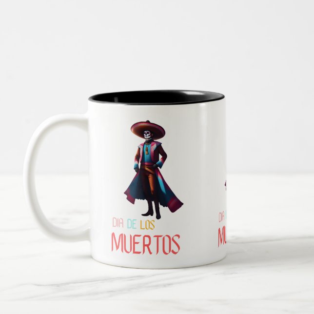 Dia de los Muertos Charro Two-Tone Coffee Mug (Left)