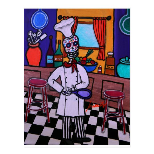 Dia de los Muertos Chef Postcard