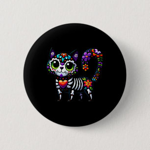 Dia De Los Muertos Cinco De Mayo Cat Sugar Skull M 6 Cm Round Badge
