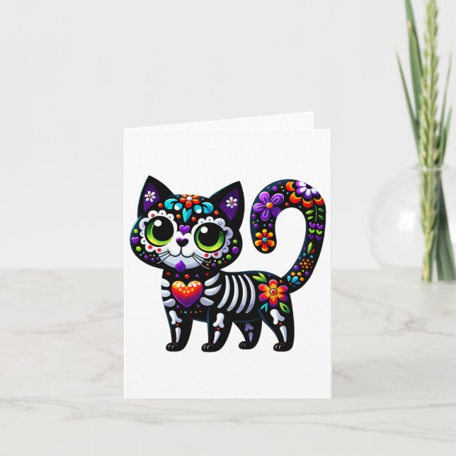 Dia De Los Muertos Cinco De Mayo Cat Sugar Skull M Card (Front)