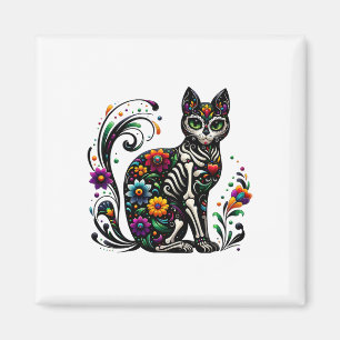 Dia De Los Muertos Cinco De Mayo Cat Sugar Skull M Magnet