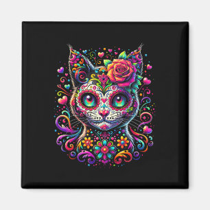 Dia De Los Muertos Cinco De Mayo Cat Sugar Skull Magnet