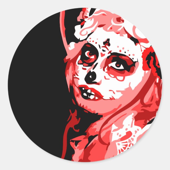 dia de los muertos classic round sticker (Front)