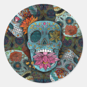 Dia De Los Muertos Classic Round Sticker