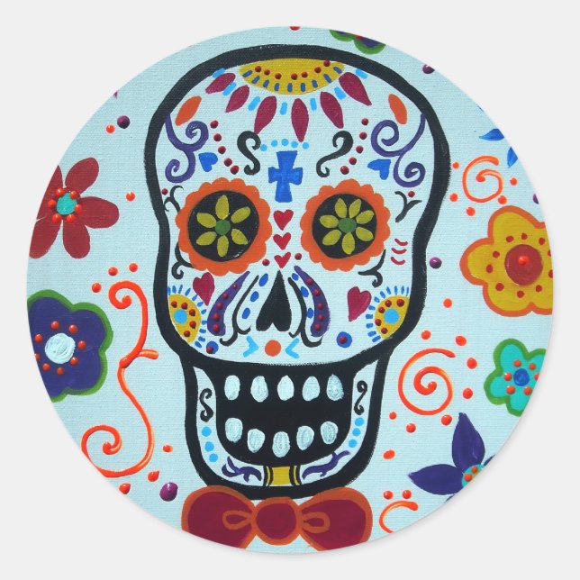 DIA DE LOS MUERTOS CLASSIC ROUND STICKER (Front)