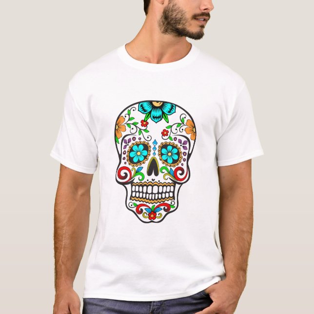 Dia de Los Muertos Colour Skull T-Shirt (Front)