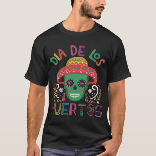 Dia De Los Muertos Colourful Skull With SombT-Shir T-Shirt