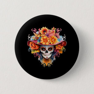 Dia De Los Muertos Costume Day Of The Dead Skull H 6 Cm Round Badge