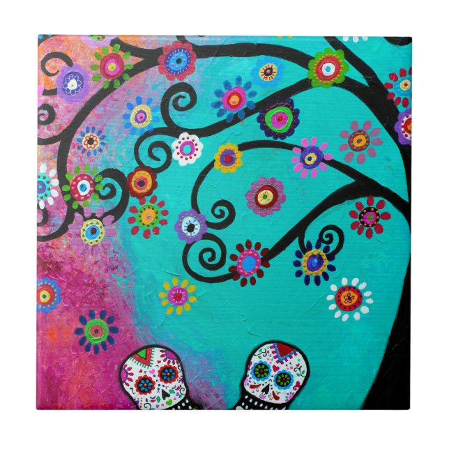 Dia de los Muertos Couple Tile (Front)