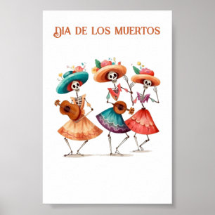 Dia de los Muertos Dancing Calavera Trio Poster
