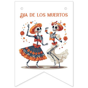 Dia de los Muertos dancing skeletons customisable Bunting