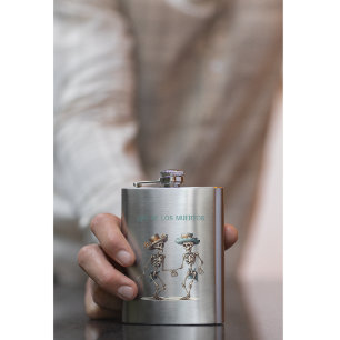 Dia de los Muertos dancing skeletons customisable Hip Flask