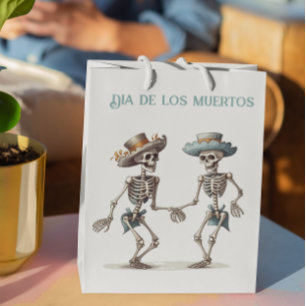 Dia de los Muertos dancing skeletons customisable Medium Gift Bag