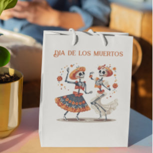 Dia de los Muertos dancing skeletons customisable Medium Gift Bag