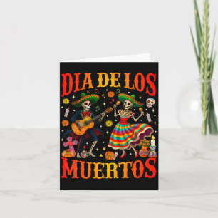 Dia De Los Muertos Dancing Skeletons Guitar Day Of Card