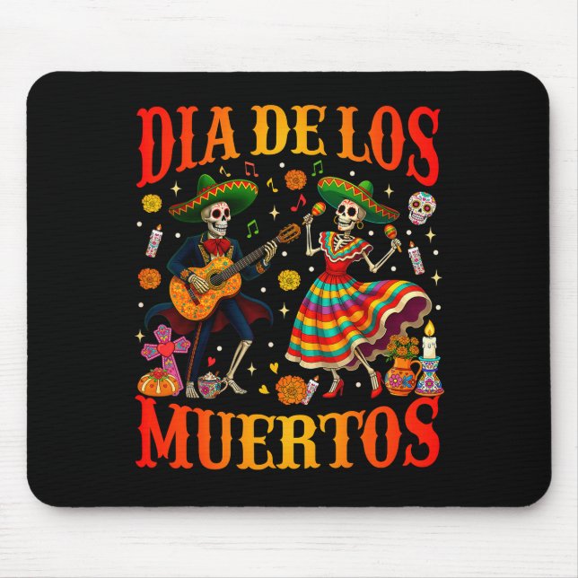 Dia De Los Muertos Dancing Skeletons Guitar Day Of Mouse Mat (Front)