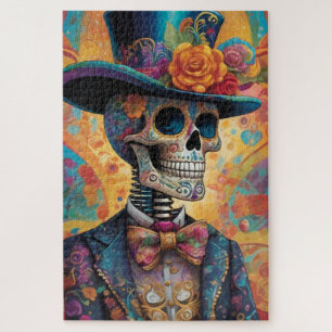 Dia de los Muertos Dapper Skeleton Jigsaw Puzzle