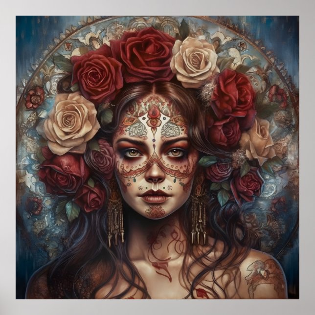 Dia de los Muertos Day of the Dead Art Poster (Front)