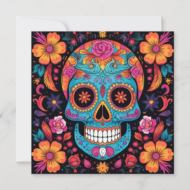 Dia de los Muertos (Day of the Dead) Black Invitation (Front)