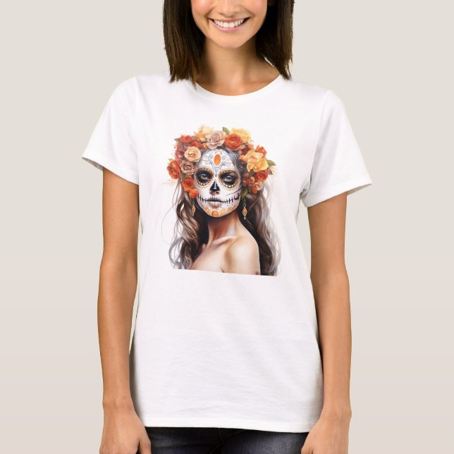 Dia De Los Muertos Day of the Dead Catrina T-Shirt (Front)