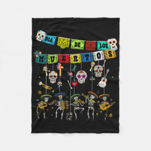 Dia De Los Muertos Day Of The Dead Funny Skull Dan Fleece Blanket