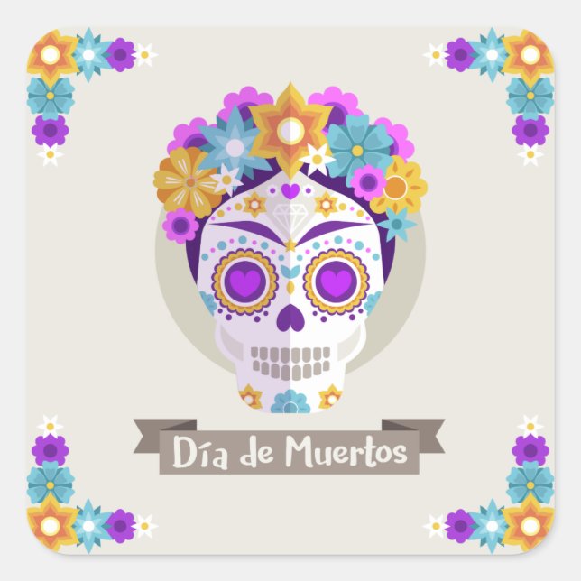 Dia de los Muertos Day of the Dead holiday Square Sticker (Front)
