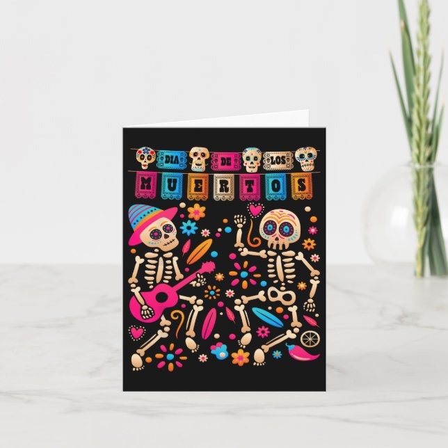 Dia De Los Muertos Day Of The Dead Mexican Skeleto Card (Front)