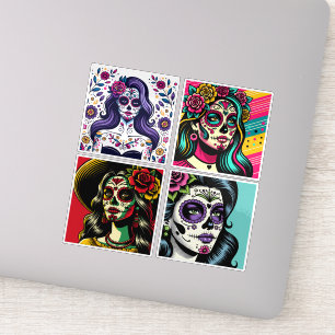 Día de los Muertos Day of the Dead Pop Art Sticker
